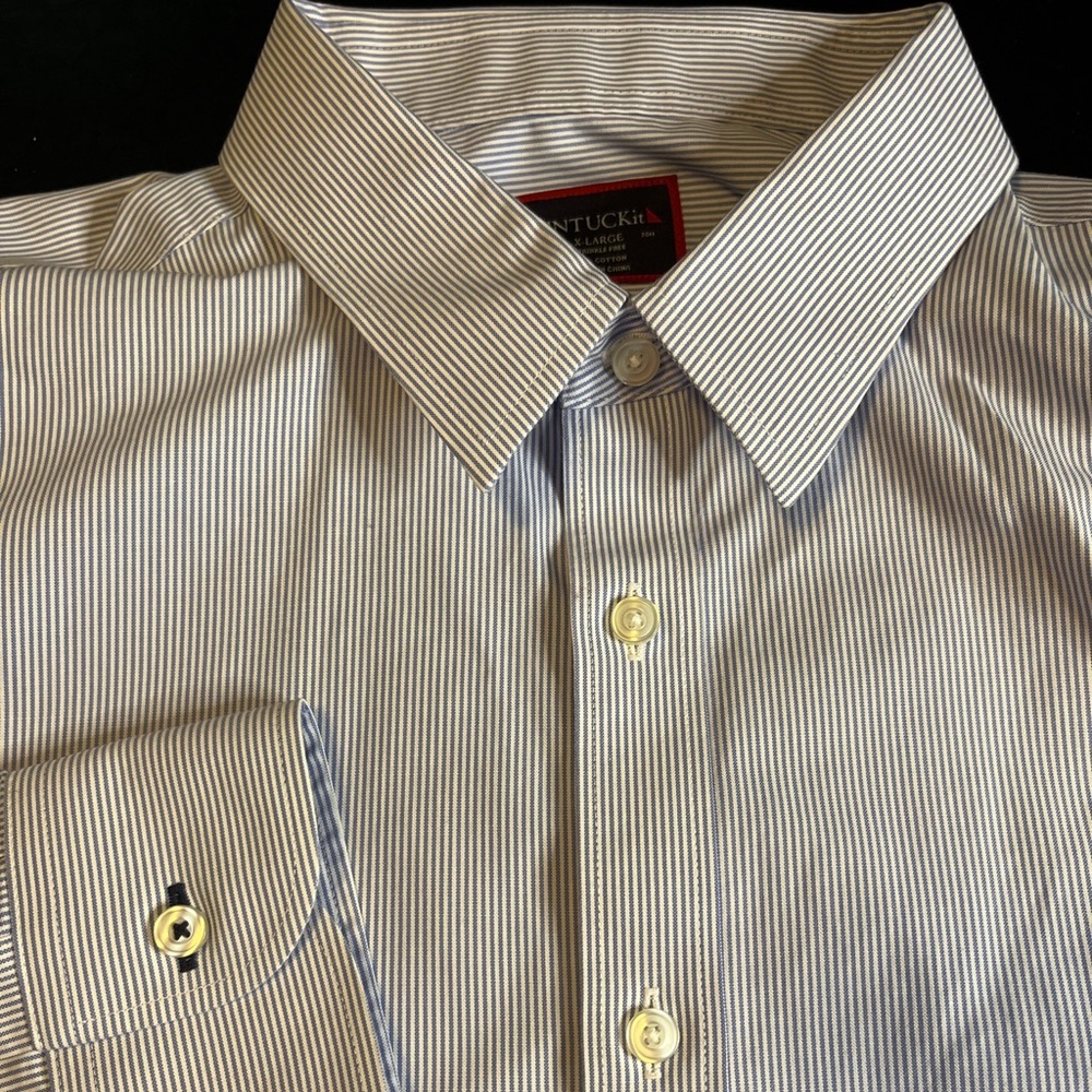 Untuckit Long Sleeve Button Up Shirt Men's Size XL Tall Blue White Striped